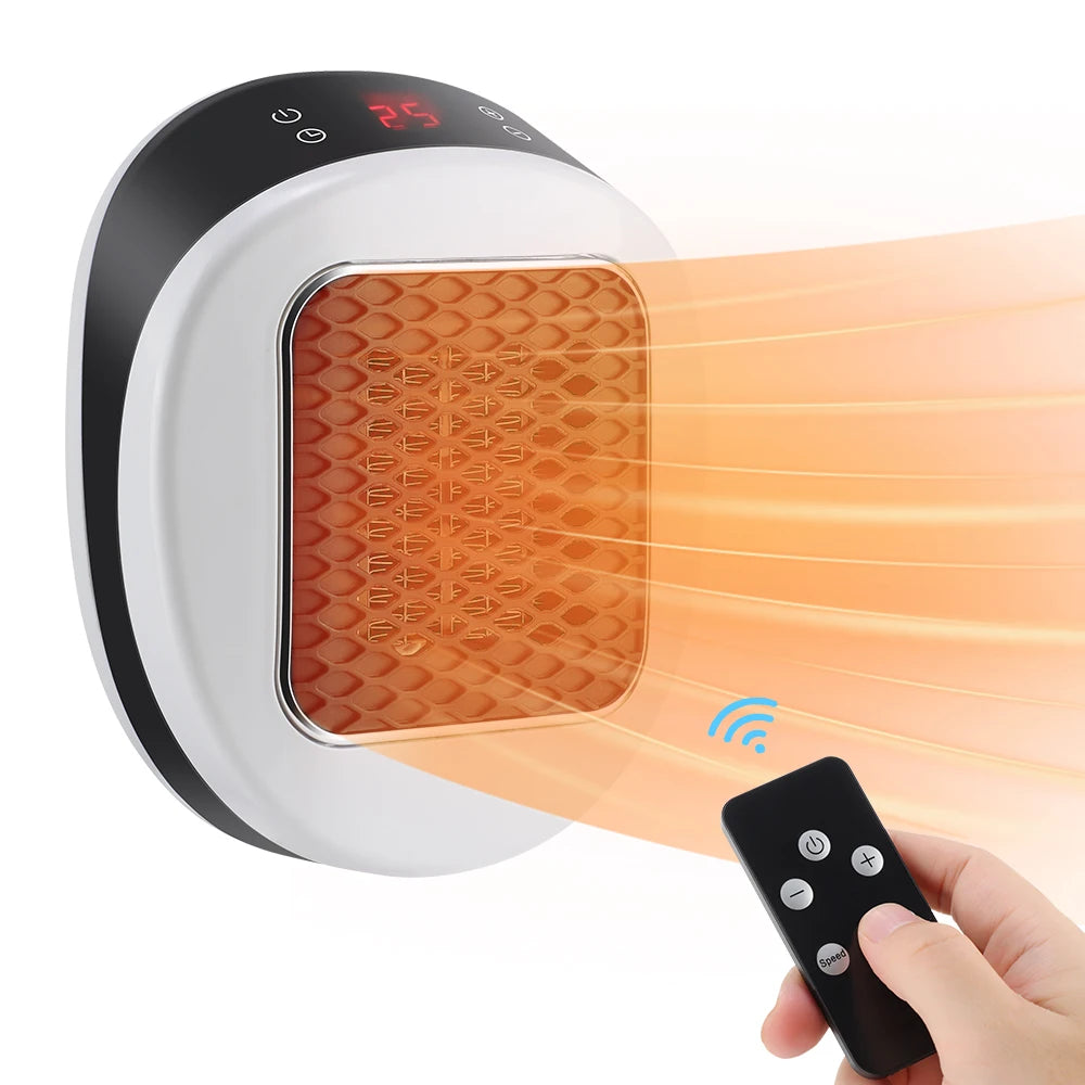 600W Home Electric Heater Winter Body Warmer Portable Wall Plug Space Heater with Remote Control Office Fast Heating Heater Mini Peaceful Pleasures Health and Wellness Electric Heater 1 EU