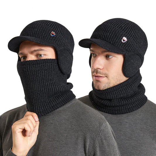 Winter Knitted Balaclava Hat & Scarf Set Thermal Lined Beanie, Ear Protection, Unisex Cold Weather Face Mask for Outdoor Sports Peaceful Pleasures Health and Wellness