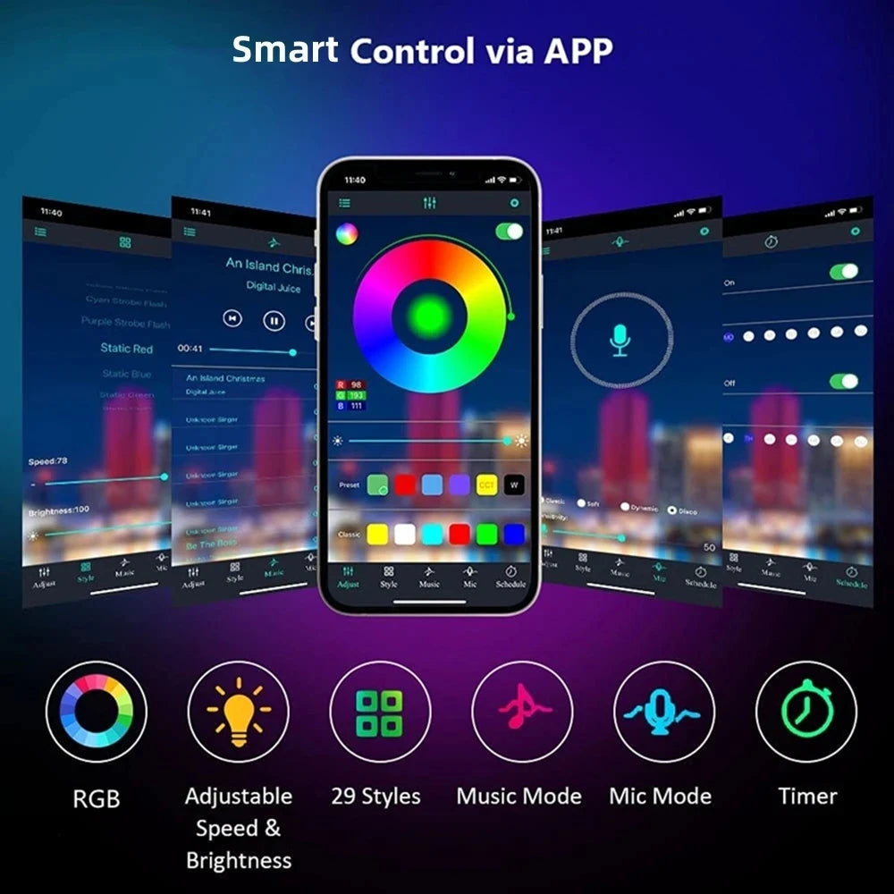 RGB LED Strip Lights Music Sync App Remote Control – RUNTOIN