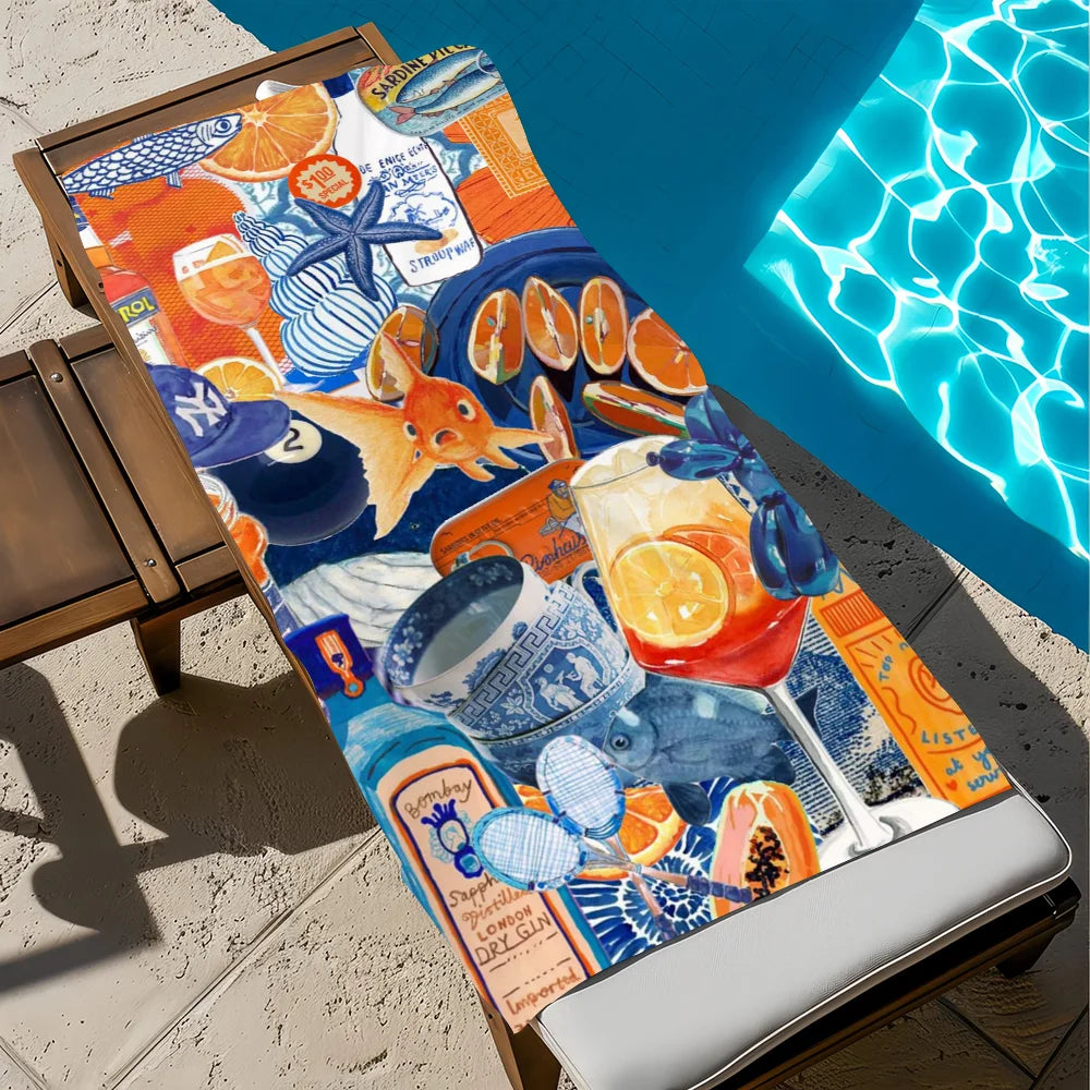 Aperol Spritz Quick-Dry Beach Towel | Soft Pool & Travel Towel Quick-Dry Beach Towel Peaceful Pleasures Health and Wellness z5 STJ150x260CM
