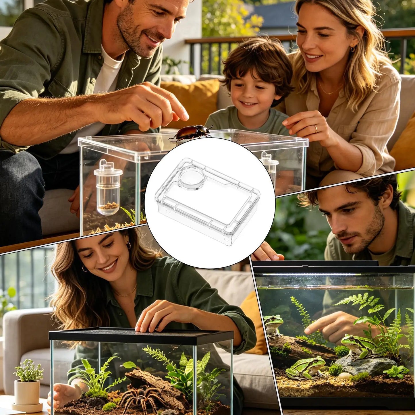 Escape Proof Reptile Food Dish Compartment Feeding Bowl For Leopard Gecko Hermit Crab Frog Spider Chameleon Iguana Lizard Tank Peaceful Pleasures Health and Wellness
