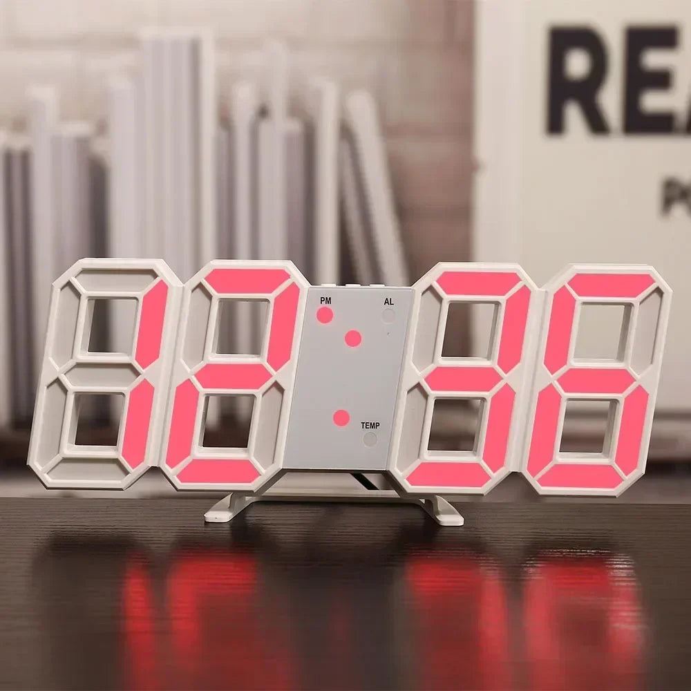 3D LED Digital Wall Clock | Night Mode, Date & Temp Display