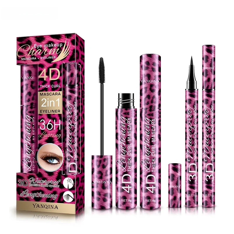 SADOER 2-in-1 Waterproof Eyeliner & Mascara Set | Leopard Print