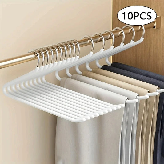 10pcs Space-saving Goose Z-shaped Pants Hanger Durable Metal Material Multi-functional Pant Storage Household Supplies Peaceful Pleasures Health and Wellness