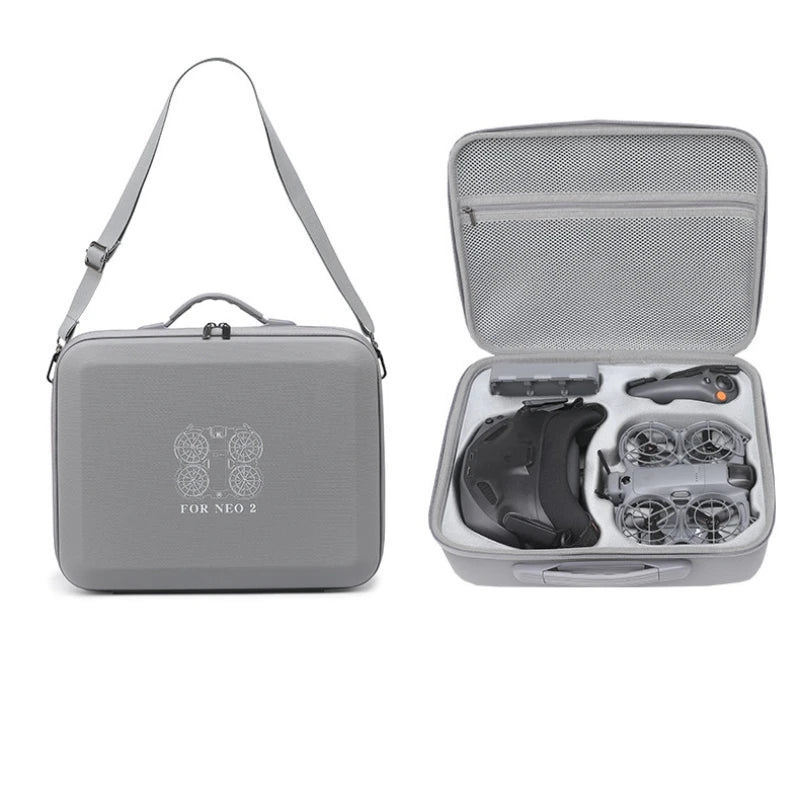 Grey PU + EVA/Black Nylon + EVA Storage Bag For DJI NEO 2 High-Capacity Storage Bag Goggles N3 Storage Bag Shoulder Strap Peaceful Pleasures Health and Wellness