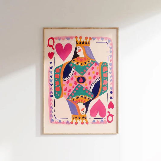 Queen of Hearts Canvas Wall Art | Maximalist Playing Card Print Canvas Wall Art Peaceful Pleasures Health and Wellness WS9044 20x30cm Unframed