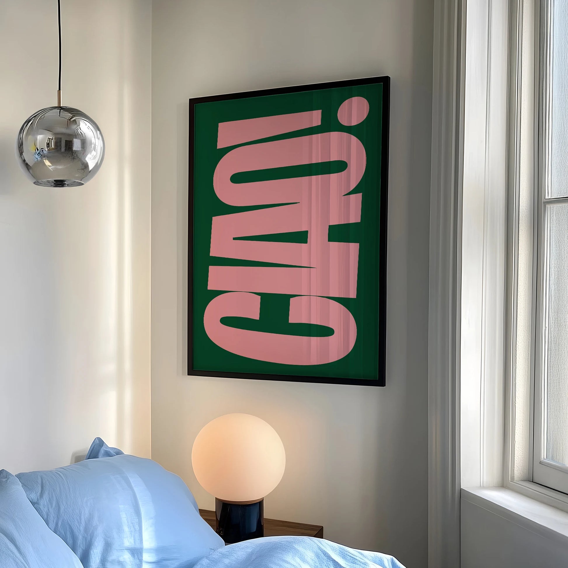 Retro Style Dark Green And Bright Pink Italian Ciao Wall Art Prints Canvas Painting Poster Picture For Living BedRoom Home Decor Peaceful Pleasures Health and Wellness