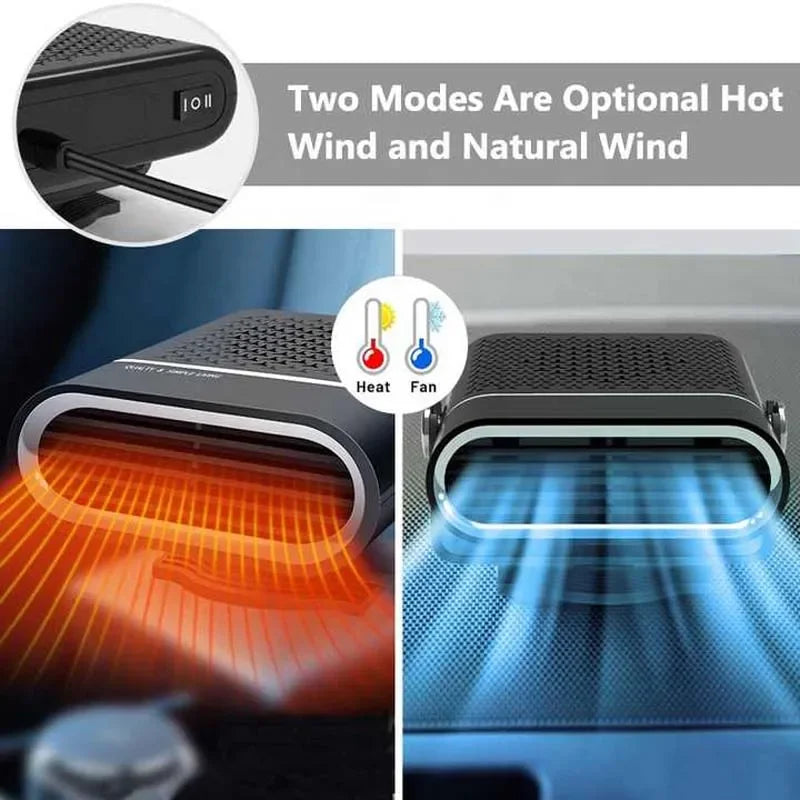 Automotive Electric Heater Winter Multi-mode Low Noise 360 Degree Rotary Dashboard 150W Heating Fan Defogger Demister USB Fan Peaceful Pleasures Health and Wellness