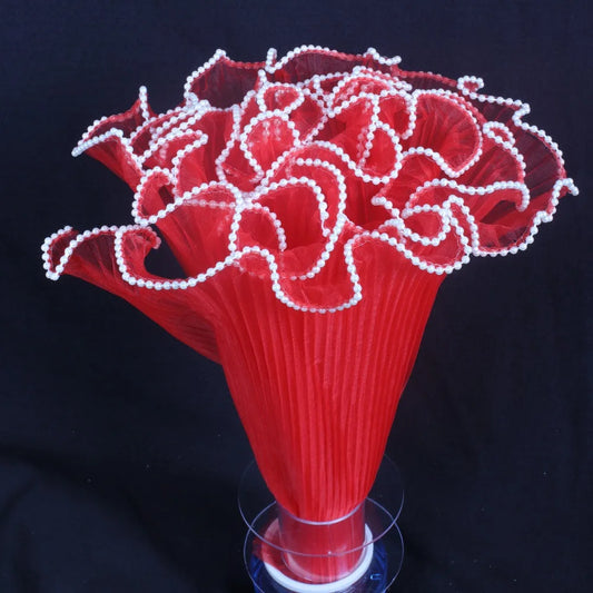 Pearl Lace Wave Mesh Flower Wrapping Roll | Bouquet Gift Wrap Floral Wrapping Mesh Oasis Select Red as pic