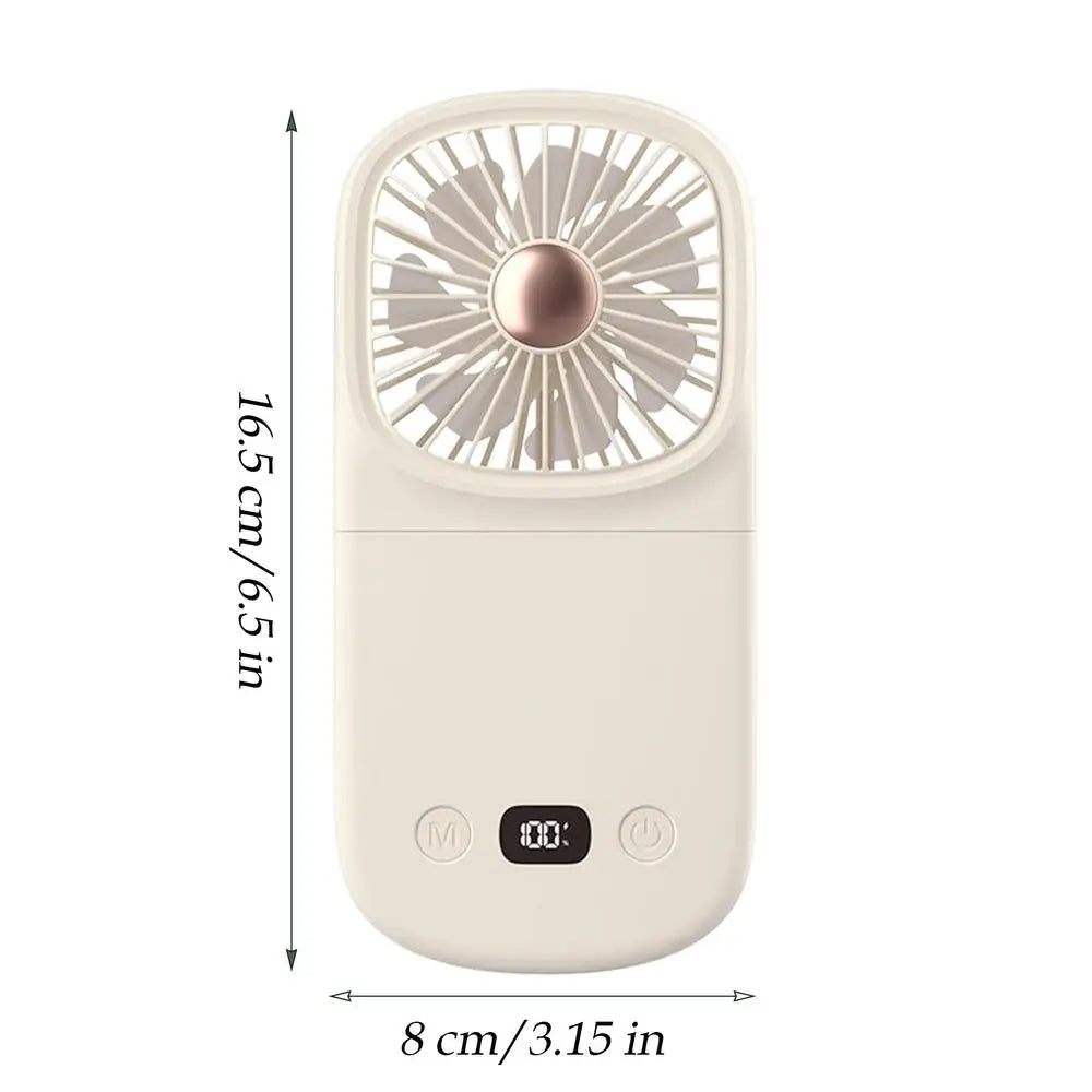 Portable Handheld Fan Folding Small Desk Fan with Digital Display Cool Down Gadget Cooling Blower For Indoor Outdoor Hot Weather Peaceful Pleasures Health and Wellness United States White