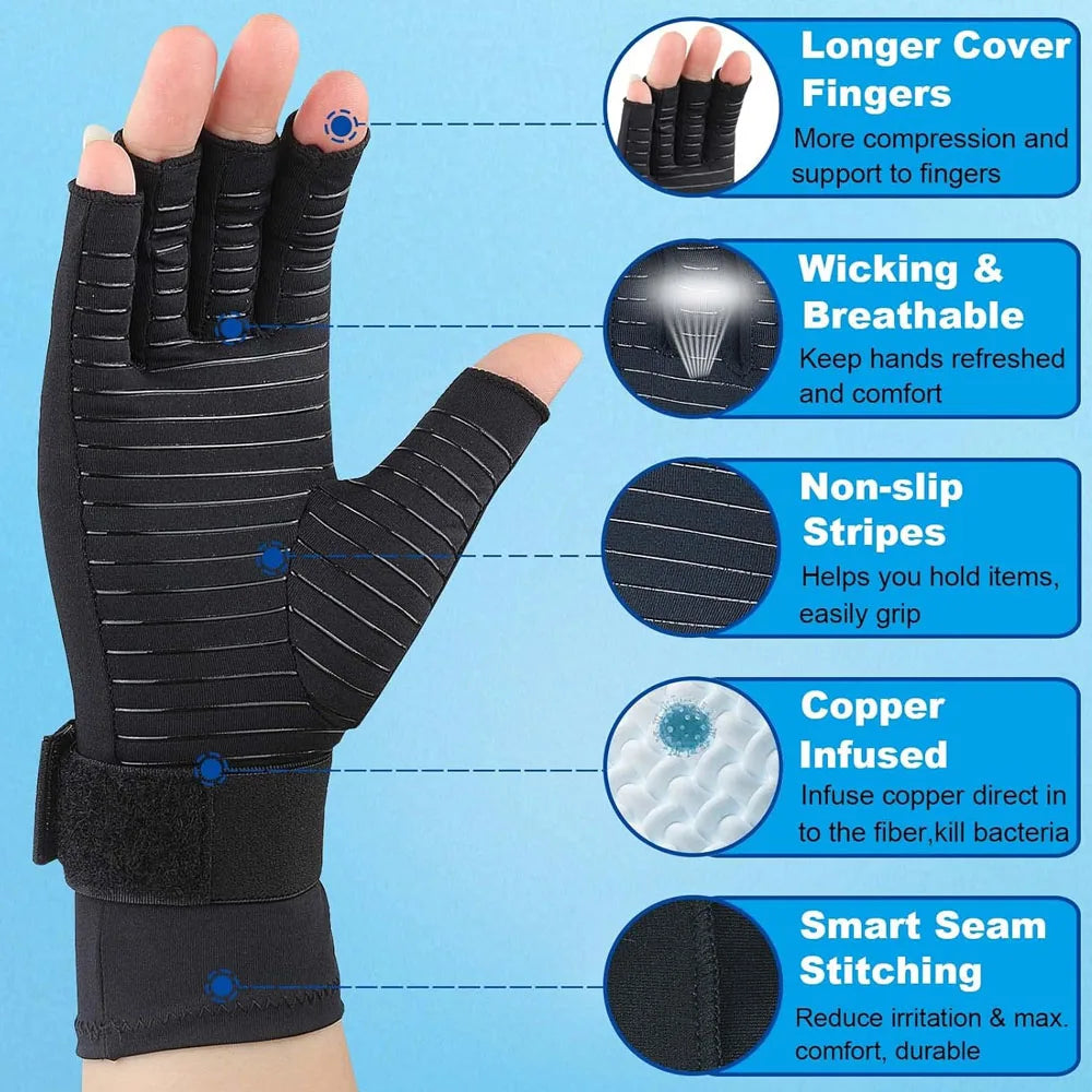 1Pair Compression Arthritis Gloves with Strap,Carpal Tunnel,Typing Peaceful Pleasures Health and Wellness