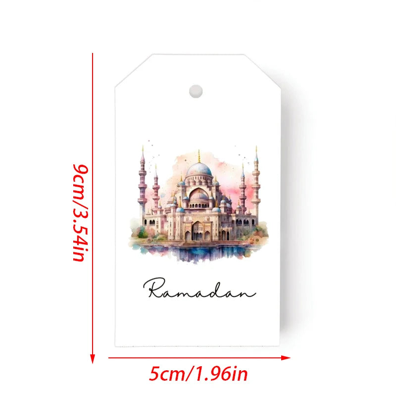 Ramadan Eid Hangtags Moon Mosque Diamond Gift Tags – 10 Pcs Celebration Gift Tags Peaceful Pleasures Health and Wellness E 10pcs 9x5cm