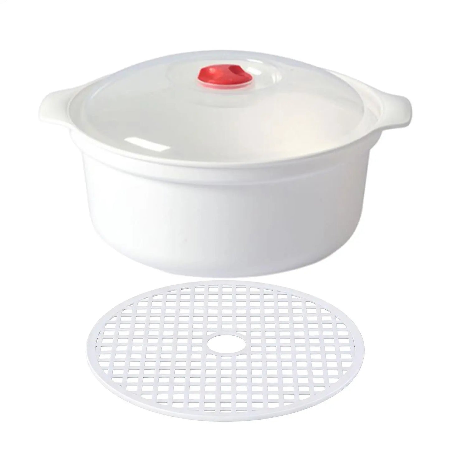 Microwave Steamer Box with Lid | Food-Grade PP, Dual Compartment