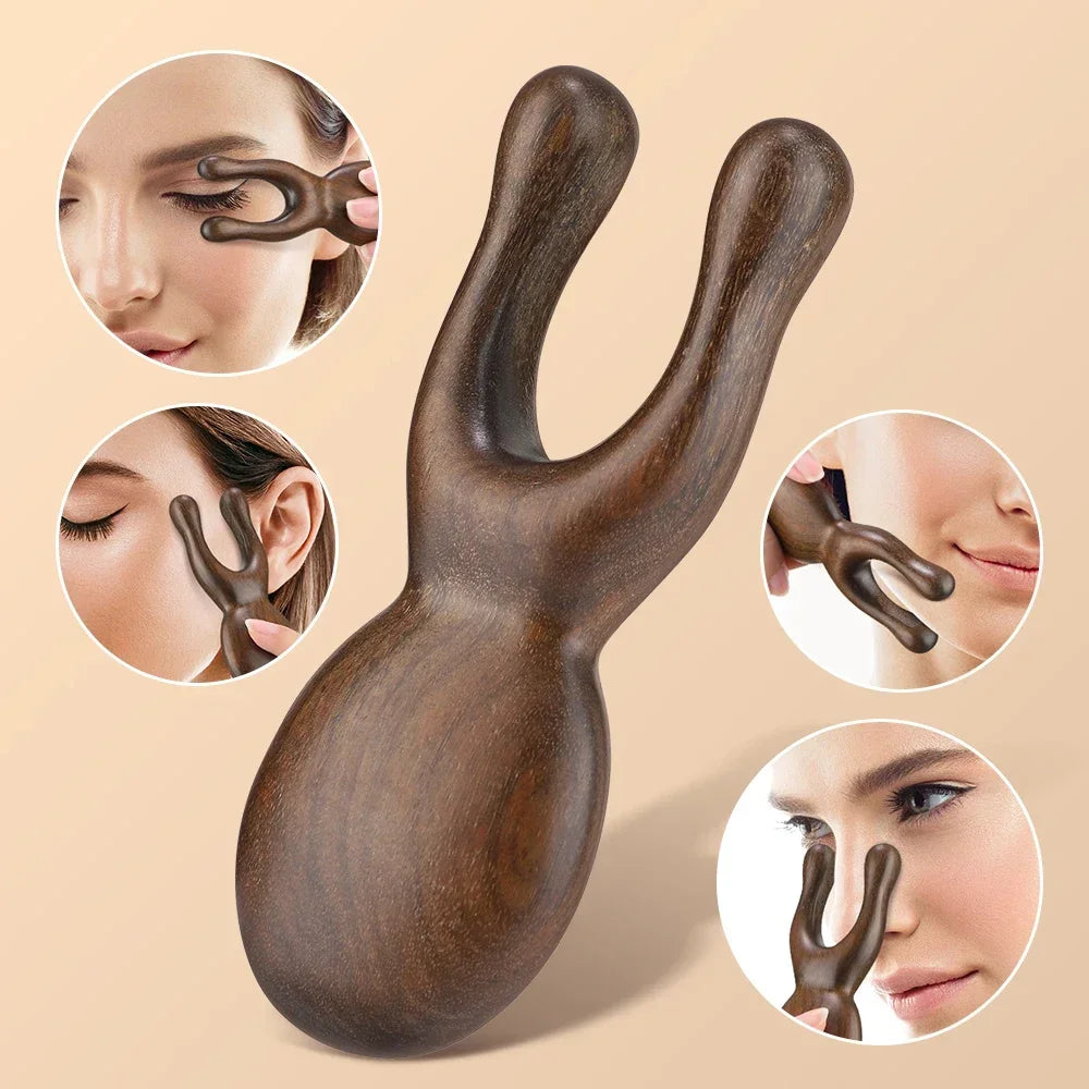 Sandalwood Gua Sha Nose Face Massage Stick – Wooden Tool