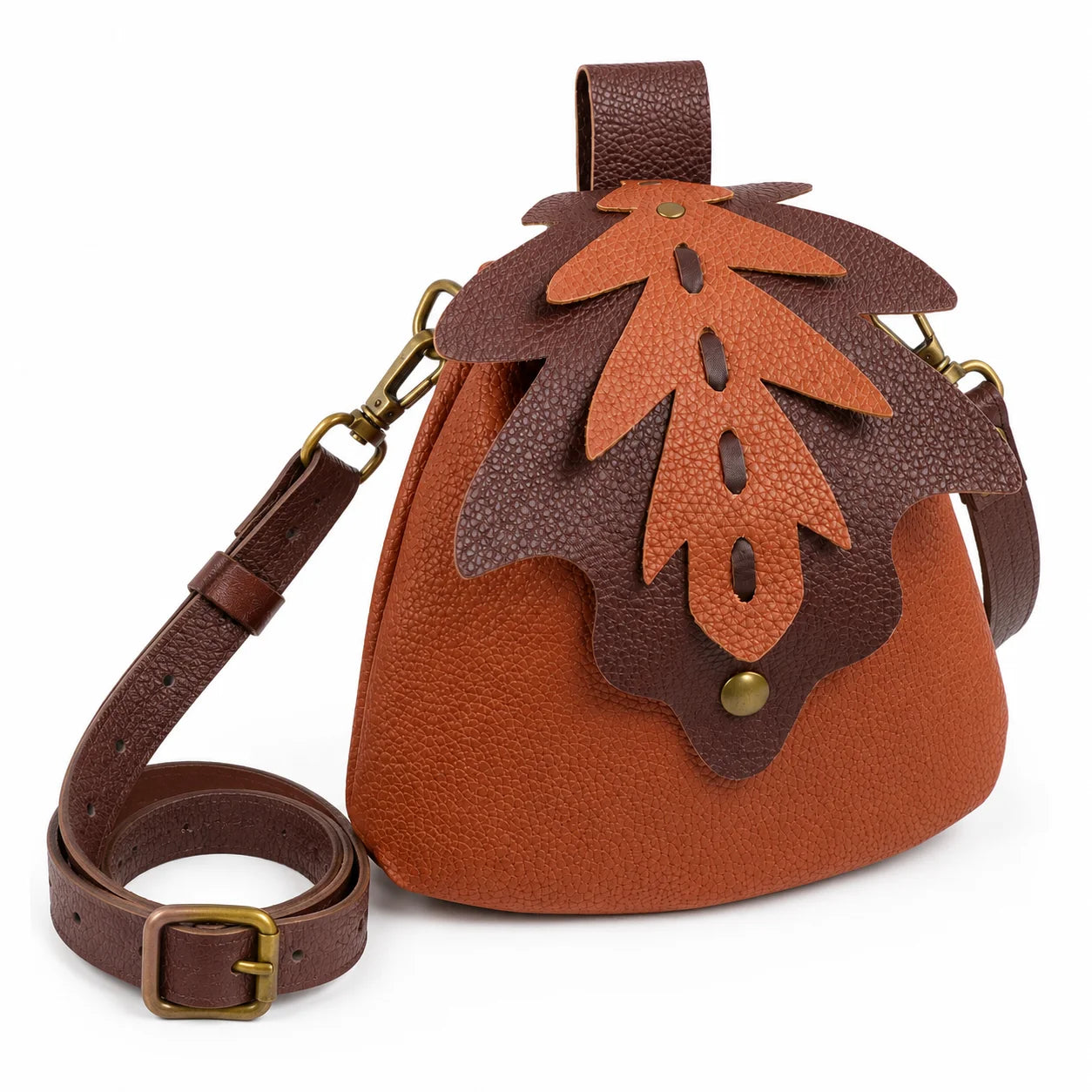 Medieval Leather Belt Pouch Antique Brass Key Viking Waist Bag
