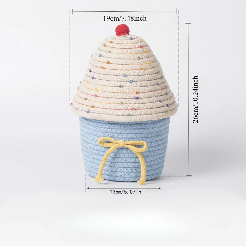 New Storage Basket Cute Desktop Sundries Cosmetics Storage Box Gift Basket for Small Thing Handwoven Desk Organizer Peaceful Pleasures Health and Wellness A