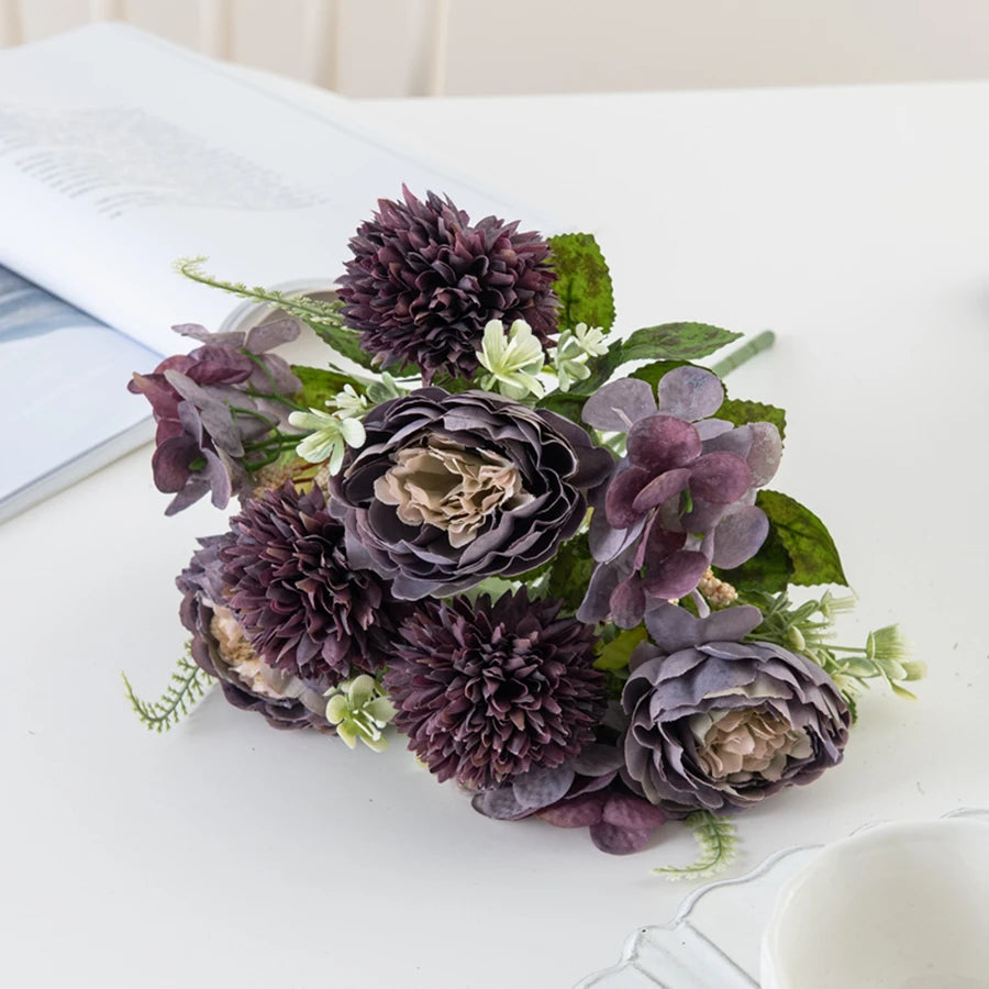 Silk Peony Artificial Flower Bouquet for Wedding & Home Decor