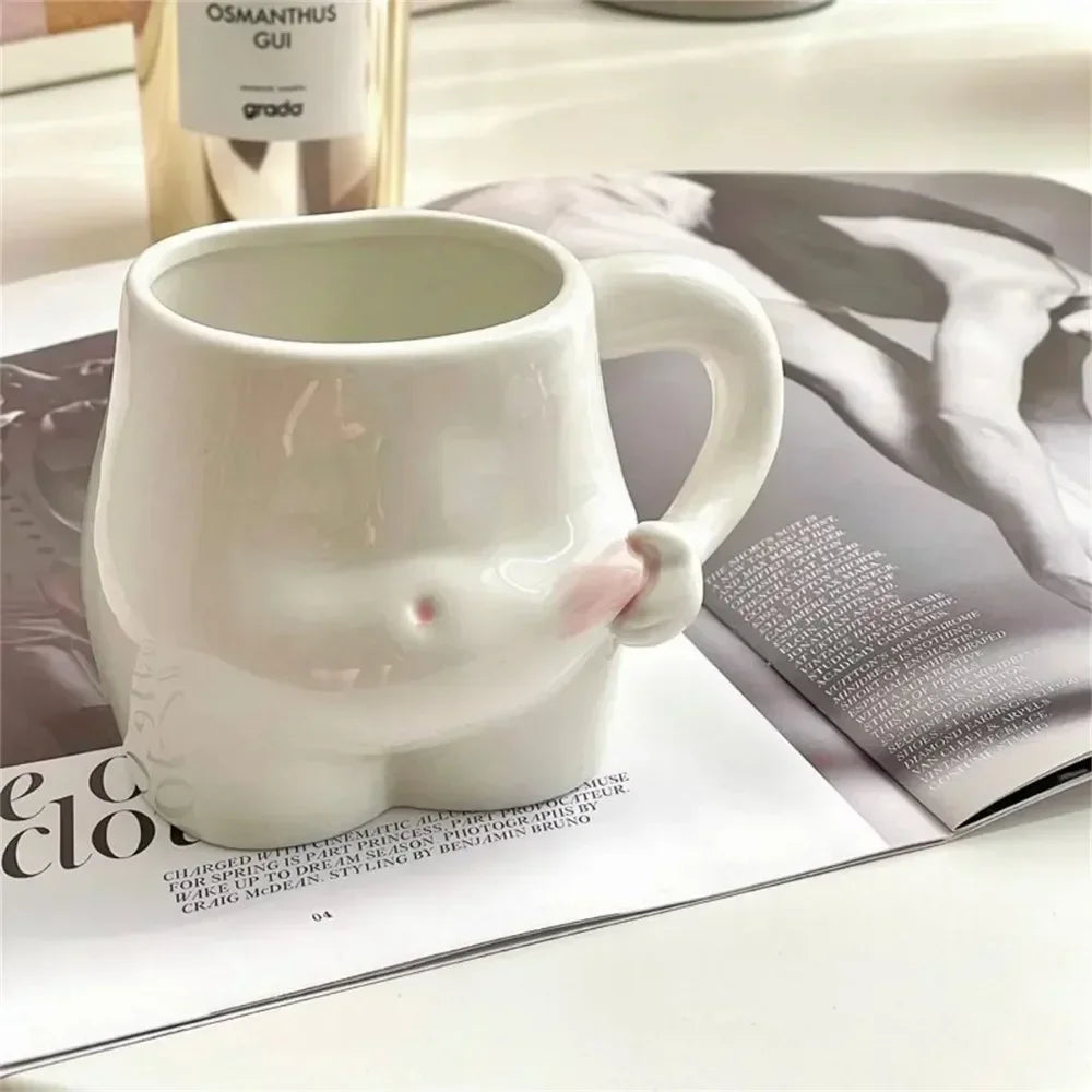 320ml High-capacity Creative Cute shape Coffee Mugs Ceramic Porcelain Funny Creativity Art Body Belly cups Home Decoration Gifts Peaceful Pleasures Health and Wellness
