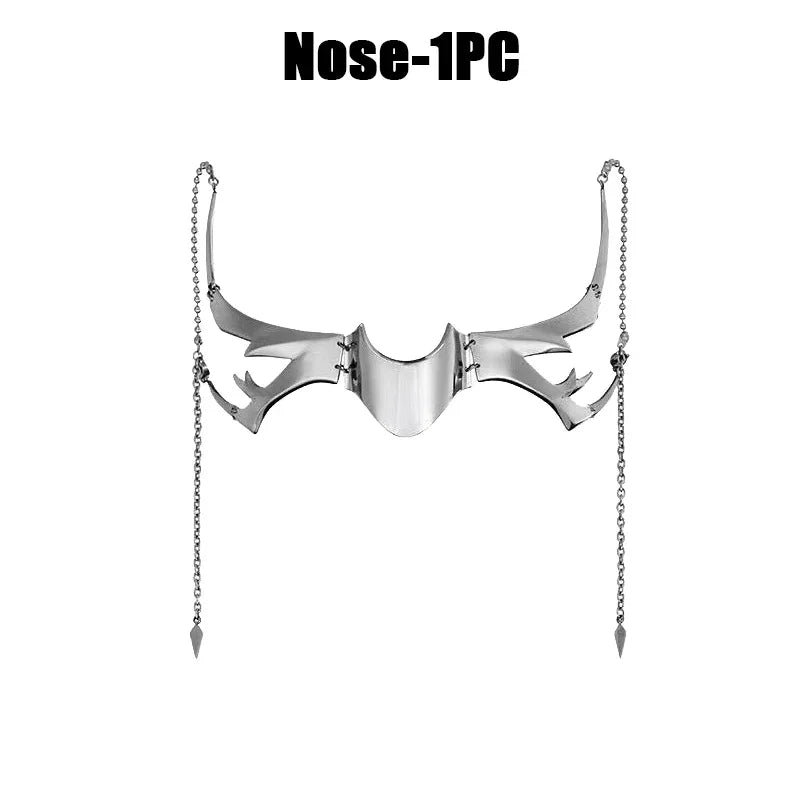 Metal Alien Face Mask Ear Cuff Lip Ring Punk Jewelry Unisex