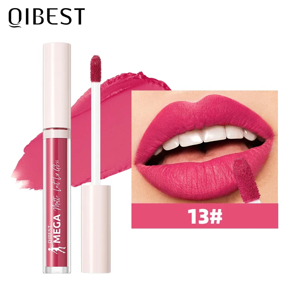 QIBEST 24 Colors Nude Matte Lip Gloss Waterproof Long-lasting Liquid Lipstick Purple Lip Stain Tint Makeup Lip Glaze Cosmetics Peaceful Pleasures Health and Wellness 13
