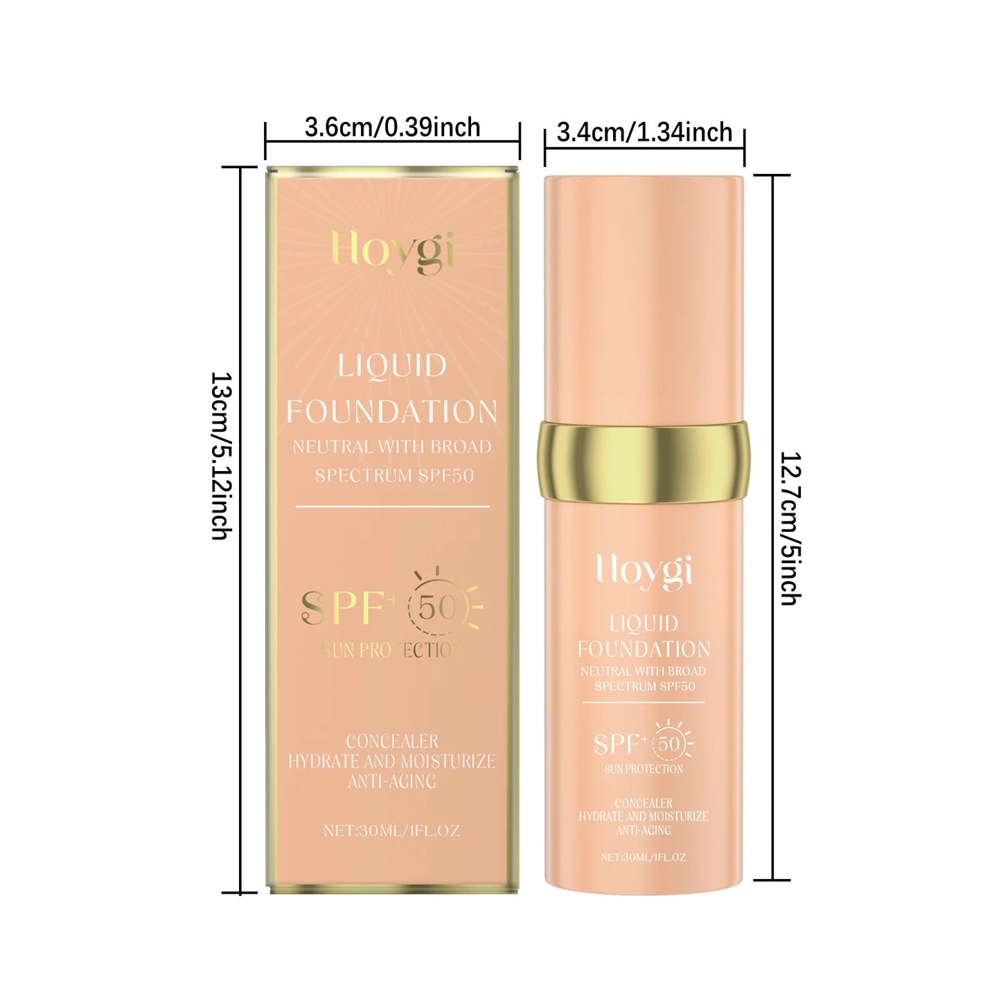 Hoygi SPF 50 Liquid Foundation – Full Coverage, Temperature-Adaptive