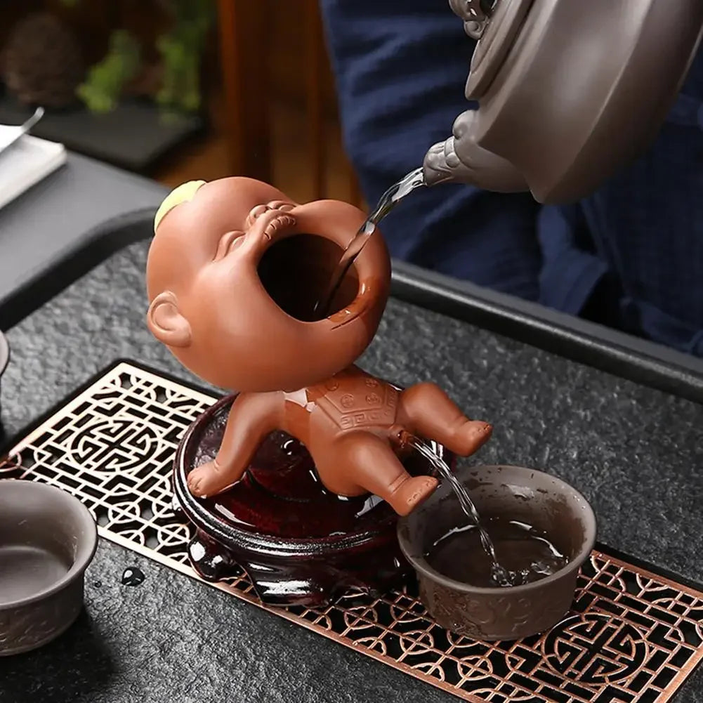 Creative Purple Clay Urinating Boy Tea Pet Fun Peeing Doll Multifunctional Home Tea Tray Kung Fu Tea Set Unique Gift Decor Peaceful Pleasures Health and Wellness