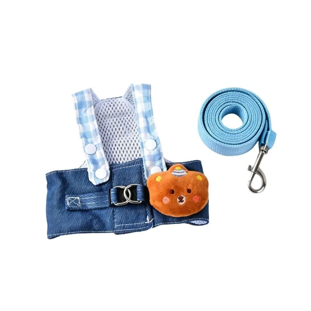 Breathable Dog & Cat Harness Leash Set with Hat | XS–XL