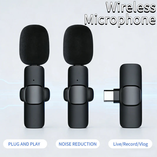 Wireless Lavalier Microphone Audio Video Recording Mini Mic for Type-C Smartphones Vlogging Facebook Videos Audio Recording Peaceful Pleasures Health and Wellness