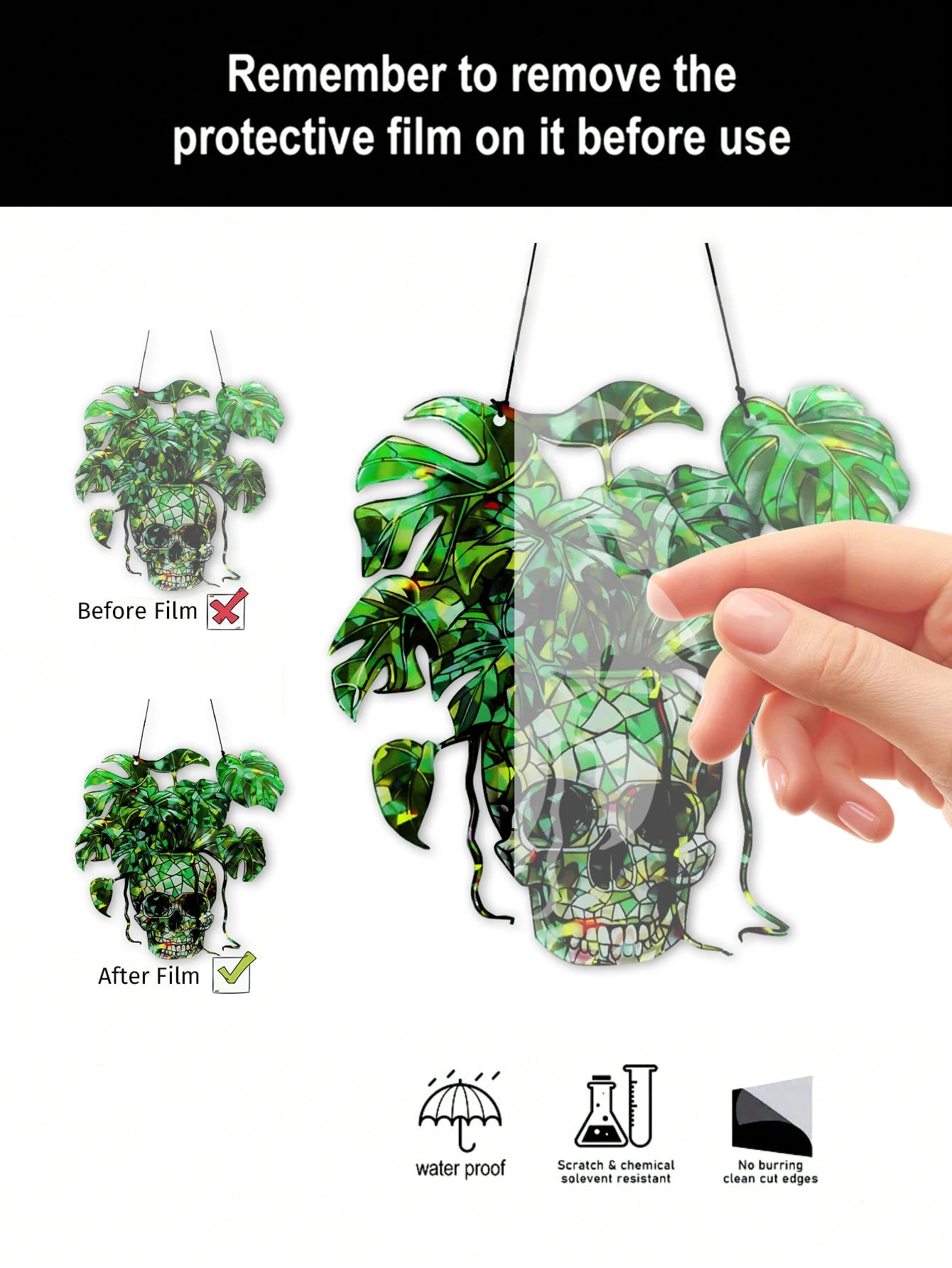 Green Skull Hanging Decor Acrylic Plant Pot Wall Ornament
