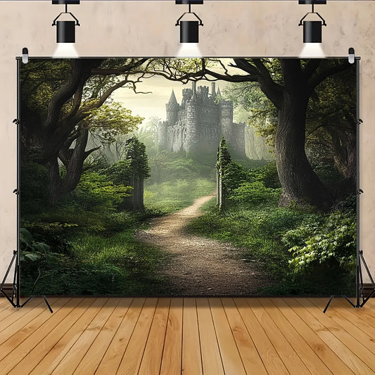 Gothic Medieval Castle Misty Forest Canvas Wall Art | Unframed Canvas Wall Art Peaceful Pleasures Health and Wellness MULTI 40x60cm Unframed