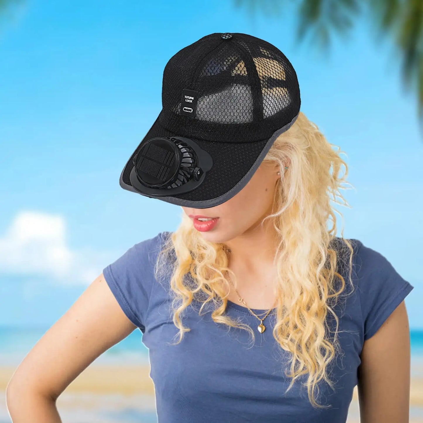 Solar Fan Cap USB Rechargeable Cooling Hat UPF50+ Sun Protection