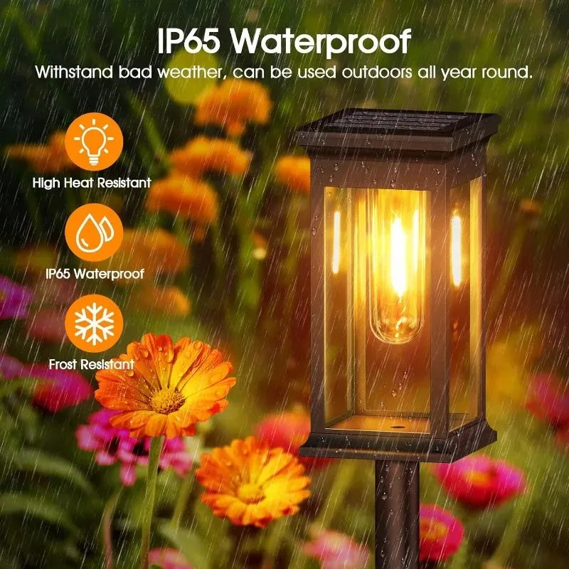 Solar Garden Spike Lights | Vintage Edison Bulb Outdoor Path Lamp