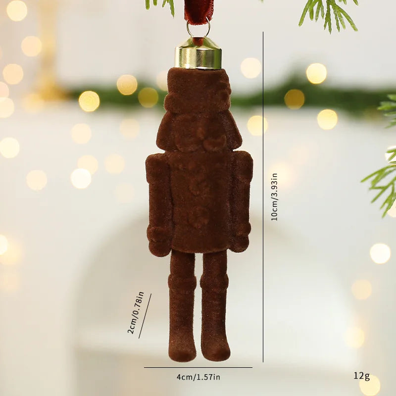 Flocked Nutcracker Soldier Christmas Tree Hanging Ornament