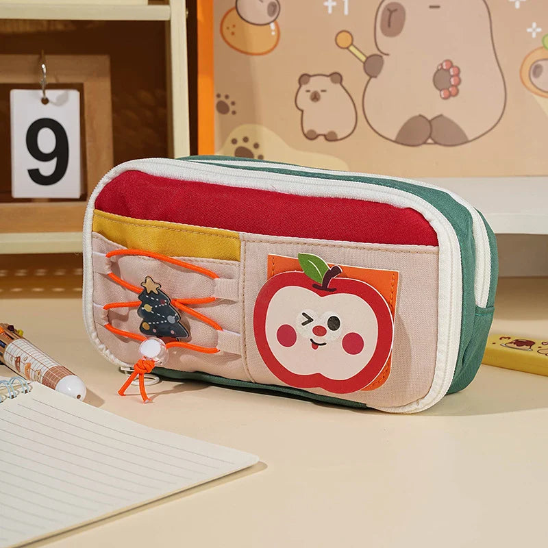 Panda Pencil Case – Cute Multi-Layer Canvas Pen Bag for Kids
