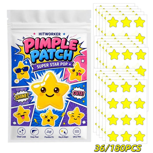 Yellow Star Hydrocolloid Spot Patches – 36/180pcs Cute Cover Hydrocolloid Spot Patch Peaceful Pleasures Health and Wellness