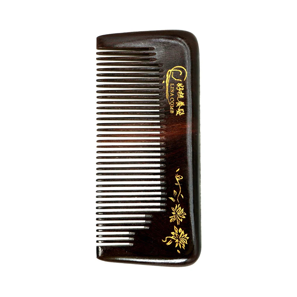 Natural Sandalwood Wide Tooth Comb – Anti-Static Moon Shape