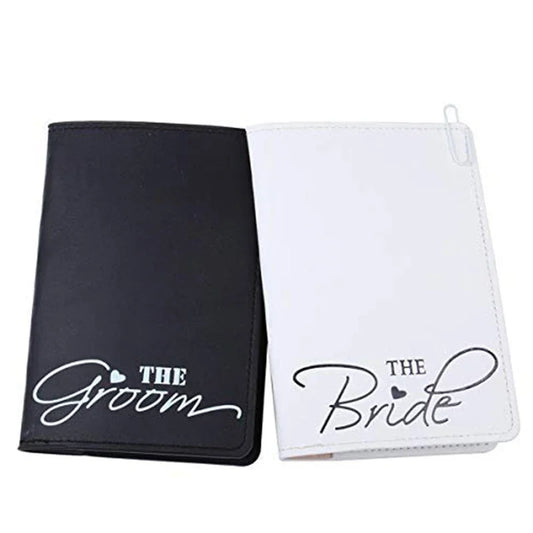 Bride & Groom Luggage Tag Passport Cover Set | Wedding Gift Travel Accessory Set Peaceful Pleasures Health and Wellness
