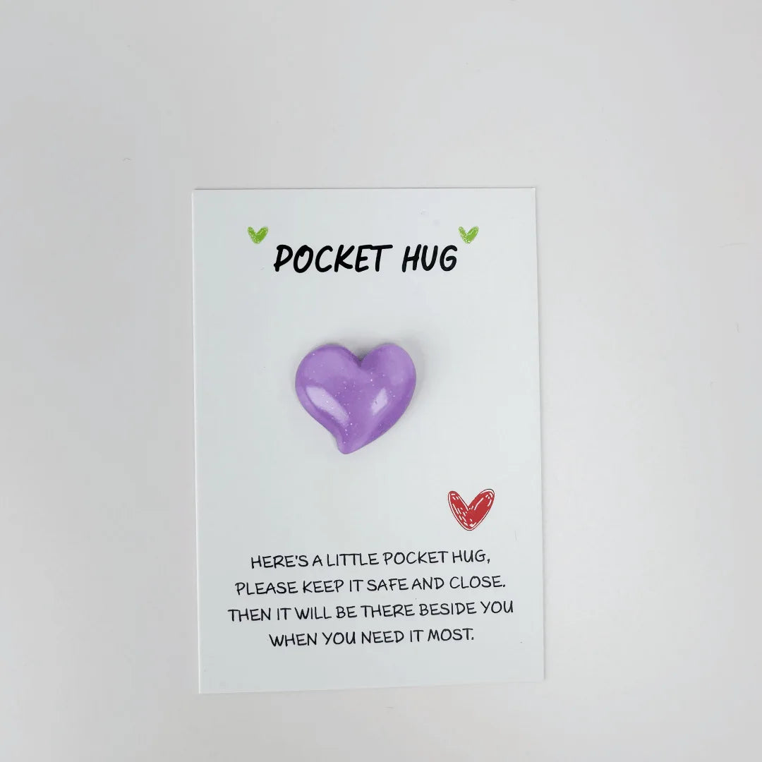 Love Card Christmas Gift Pocket Hug Embrace Love Pocket Cute Little Heart Pocket Hug Decorated Pocket Hug Encouragement Card New Peaceful Pleasures Health and Wellness PURPLE