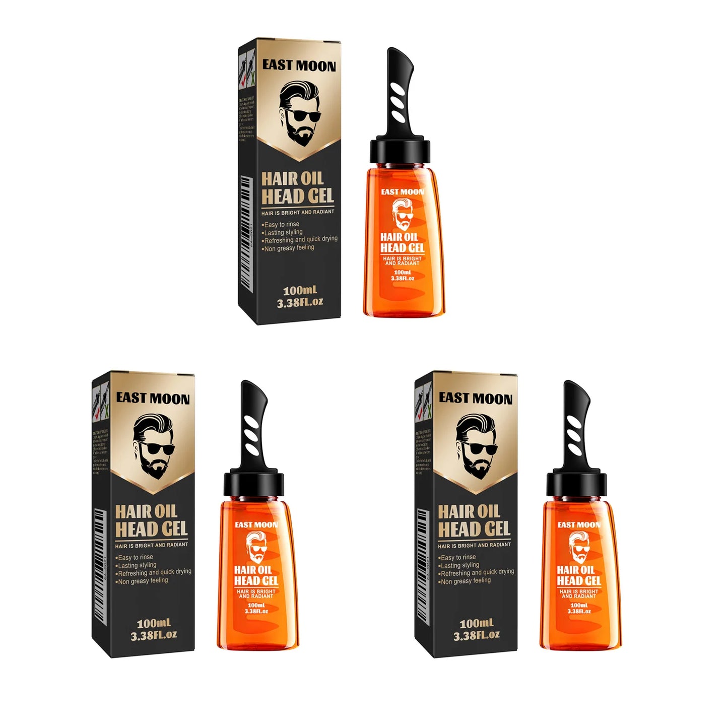 2-in-1 Men's Hair Styling Gel & Comb – Strong Hold & Shine Peaceful Pleasures Health and Wellness 3 x 100ml Boxed