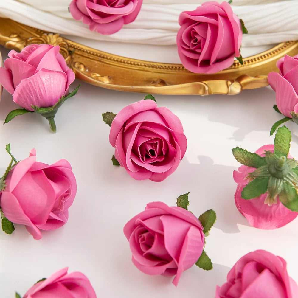 Silk Rose Heads 50/100pcs – Artificial Flowers for Wedding & DIY