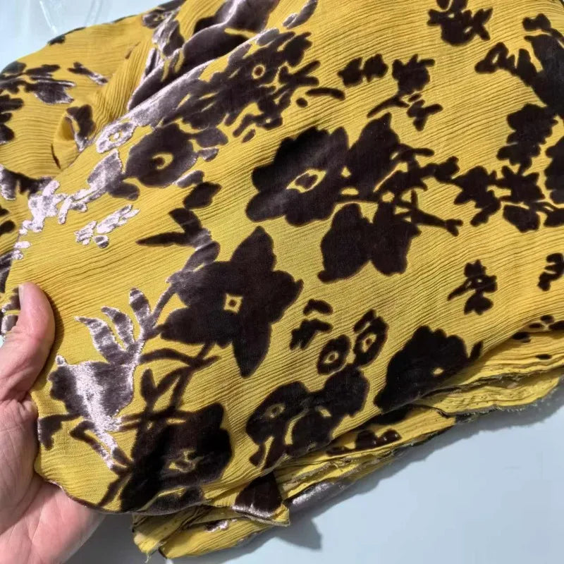 Velvet Silk Crepe Mulberry Burnt Out Fabric | By the Meter
