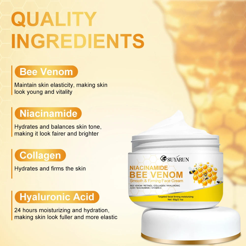 SUYARUN Niacinamide & Bee Venom Face Cream - Anti-Aging Brightening Moisturizer, Tightening Skin Care for Women & Men. Peaceful Pleasures Health and Wellness