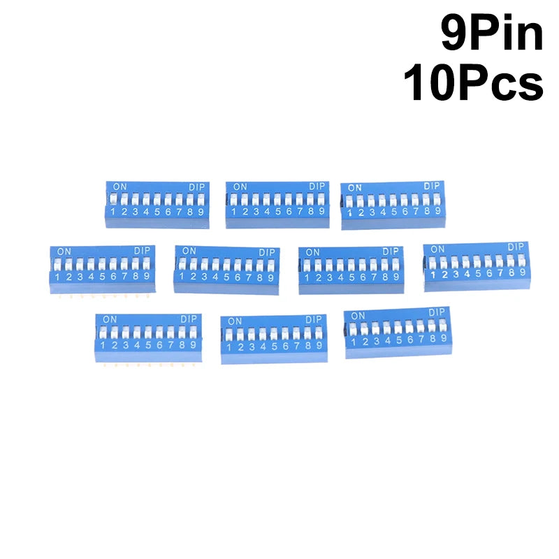 Blue DIP Switch Kit 1–10 Pin Slide Toggle 2.54mm | 10pcs DIP Switch Kit Peaceful Pleasures Health and Wellness 9Pin 10Pcs