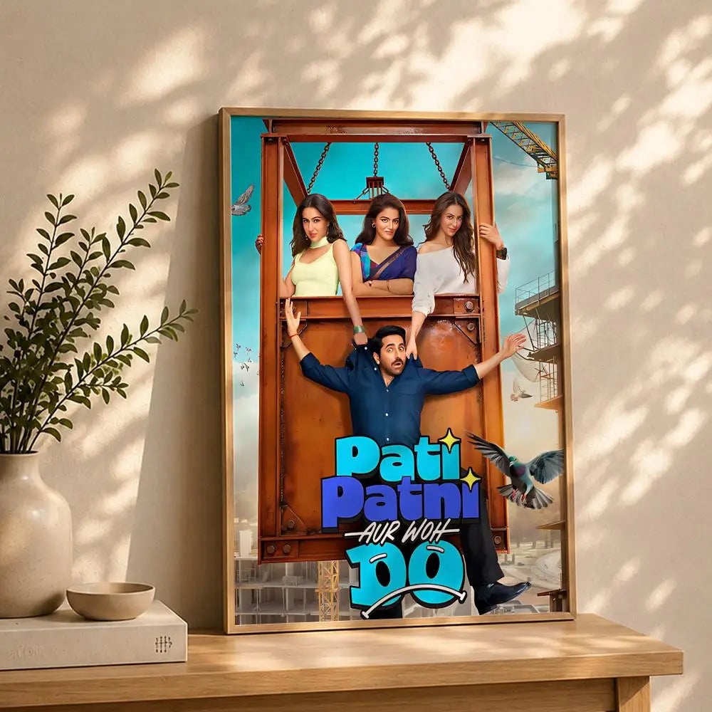 Pati Patni Aur Woh Do Movie Poster – HD Self-Adhesive Wall Art Movie Wall Poster Peaceful Pleasures Health and Wellness White5 50X70cmNoframe