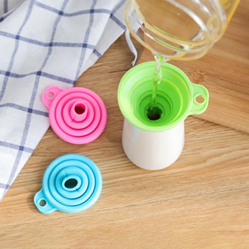 5PCS Foldable Silicone Kitchen Storage Tool, Portable Telescopic Funnel, Easy To Pack Accessories For Easy Storage reusable, non Peaceful Pleasures Health and Wellness