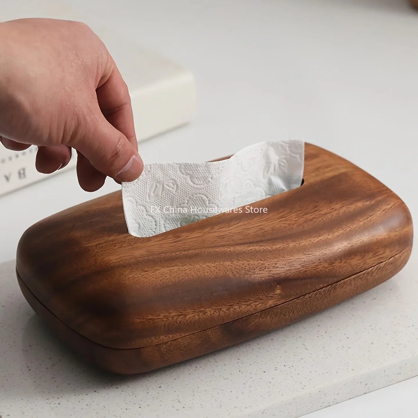 Walnut Wood Tissue Box Cover Holder, Modern Rectangular Design with Removable Lid, Minimalist Home Decor for Tabletop, Bathroom Peaceful Pleasures Health and Wellness