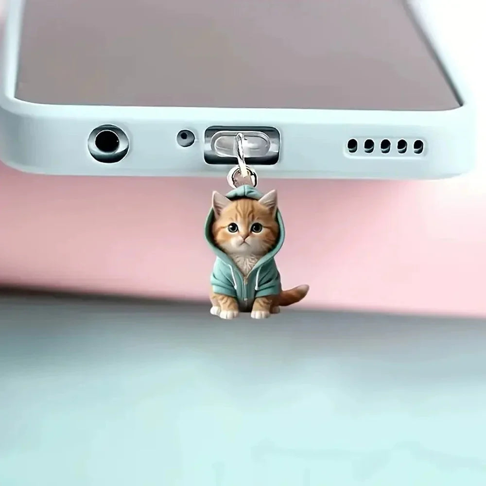 Cute Cat Dust Plug Charm for iPhone & USB-C | Phone Pendant