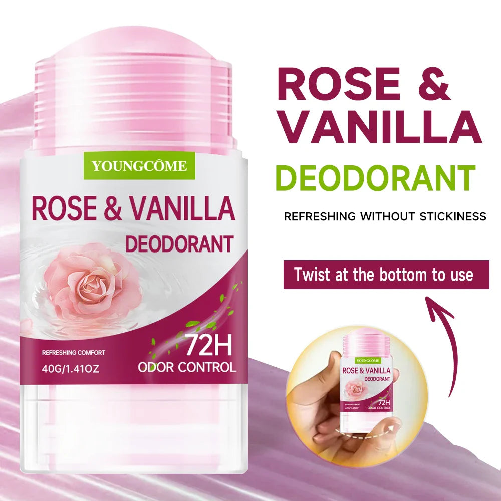 YOUNGCOME Rose Vanilla Deodorant Stick – Women's Antiperspirant