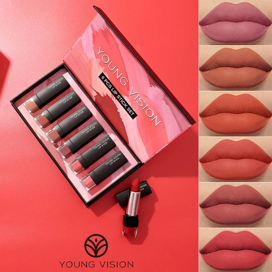 6-Piece Velvet Matte Lipstick Set | Long-Lasting Gift Box Velvet Matte Lipstick Set Peaceful Pleasures Health and Wellness