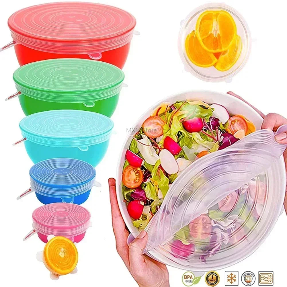 Universal For Kitchen Utensil Lid Kitchen Storage Organization Reusable Stretch Silicone Cover Lids Food Utensils Home Microwave Peaceful Pleasures Health and Wellness